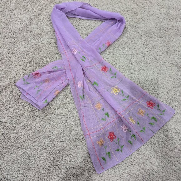lalia rowe Accessories - Purple Embroidered‎ Scarf
